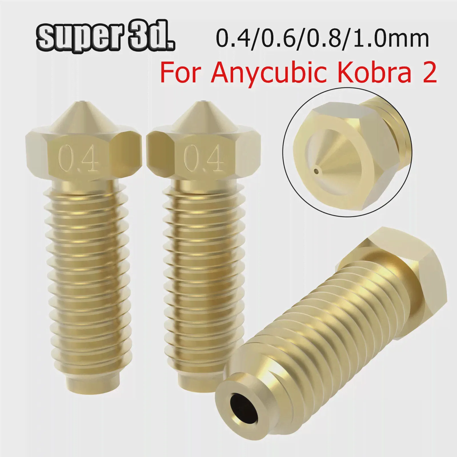 0.4/0.6/0.8/1.0 мм Насадка Для Anycubic Kobra 2 Латунные Насадки Аксессуары Для 3D-принтера Насадка 1,75 мм Для серии Kobra 2 Pro/ Max/Plus-0