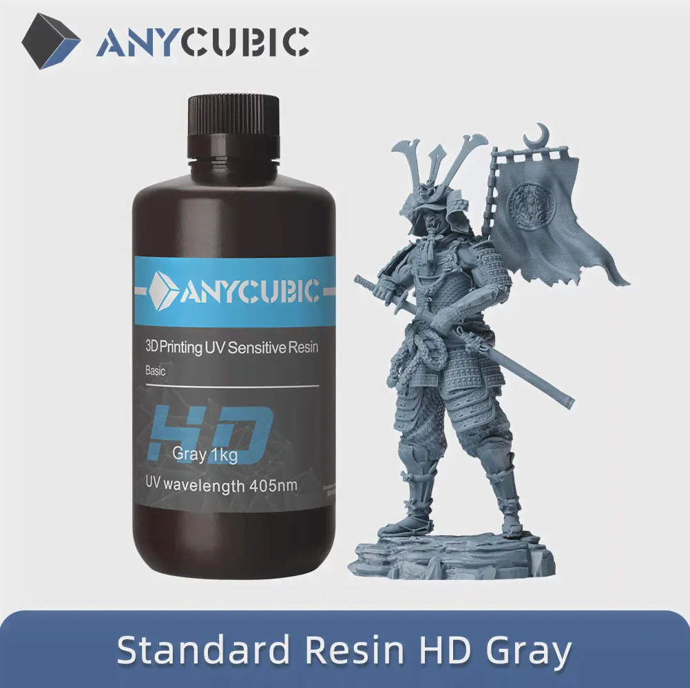 ANYCUBIC Новейшая HD серая смола 405 нм УФ-смола для 3D-принтера Photon, Высокоточная УФ-Фотополимерная смола-0
