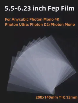 🛍 Пленка FEP 6.23 дюйма 200*140*0.15мм для ANYCUBIC Photon Mono 4K Photon Ultra Photon D2 Elegoo Запчасти для 3D-принтеров Аксессуары LCD SLA